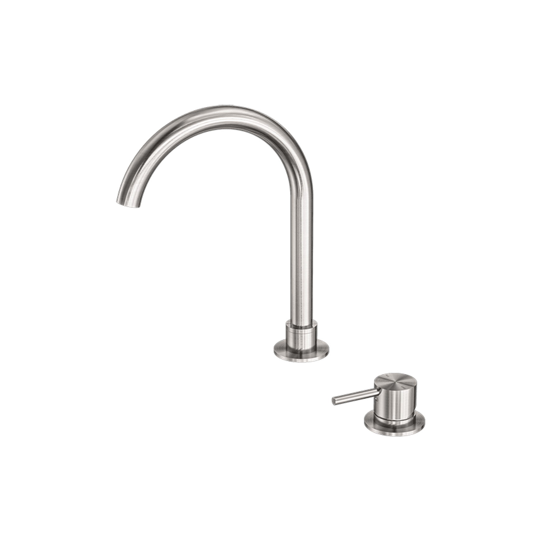 Mecca Hob Basin Mixer Round Swivel Spout Brushed Nickel