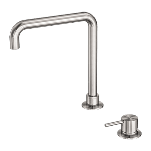 Mecca Hob Basin Mixer Square Swivel Spout Brushed Nickel