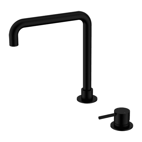 Mecca Hob Basin Mixer Square Swivel Spout Matte Black