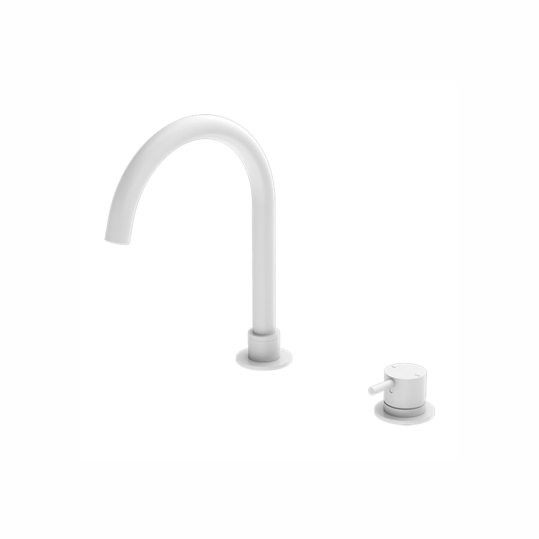 Mecca Hob Basin Mixer Round Swivel Spout Matte White