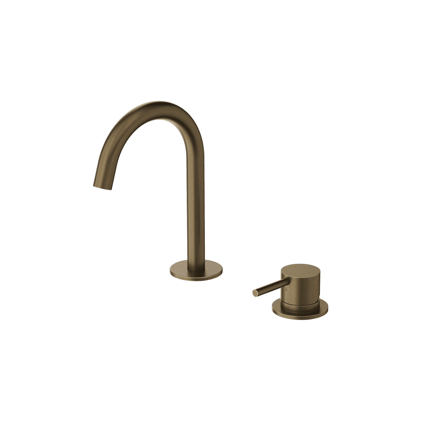 Mecca Hob Basin Mixer Set Arc Spout Tumbled Antique Brass