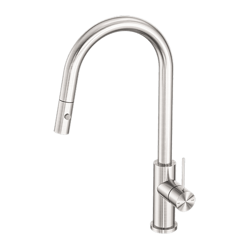 Mecca Pull Out Sink Mixer With Vegie Spray Function Brushed Nickel