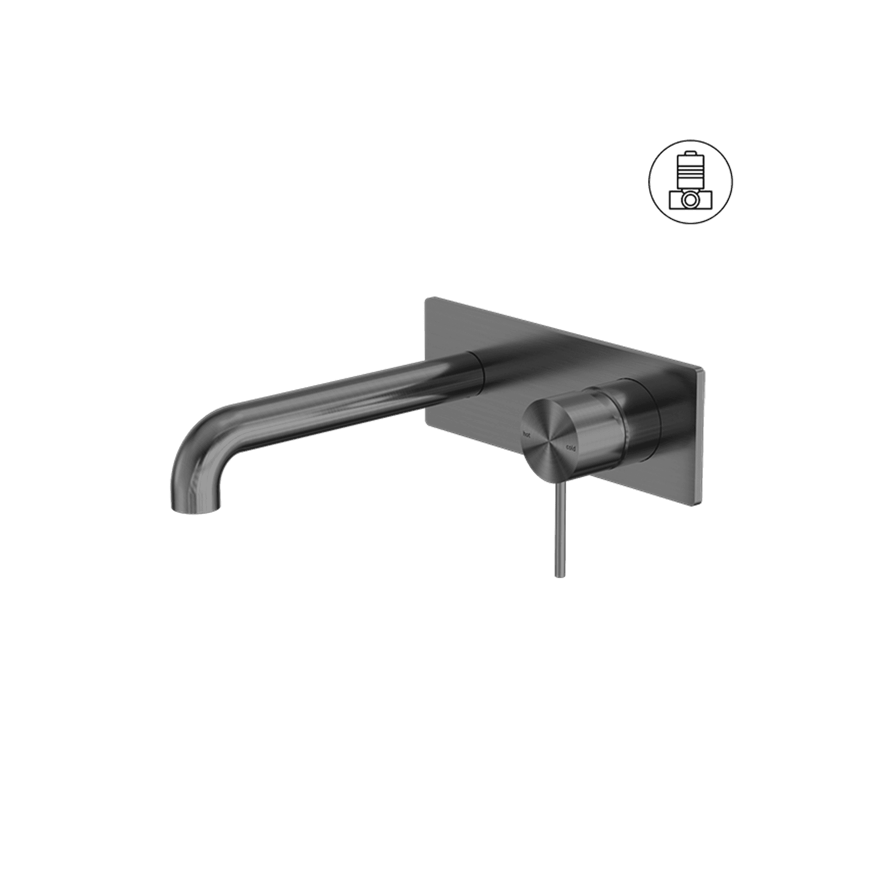 Mecca Wall Basin/Bath Mixer Handle Up 120mm Gun Metal