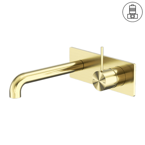 Mecca Wall Basin/Bath Mixer Handle Up 230mm Brushed Gold