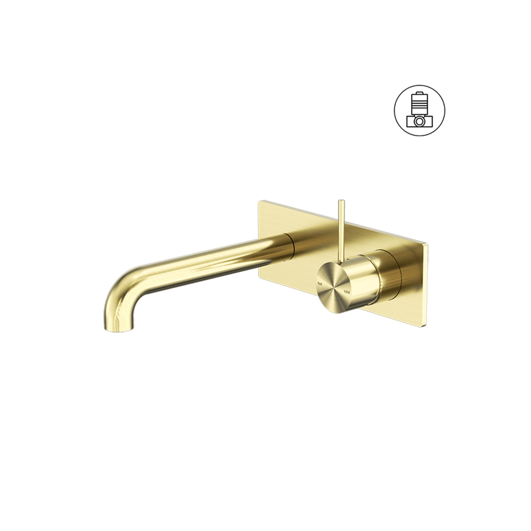 Mecca Wall Basin/Bath Mixer Handle Up 230mm Brushed Gold