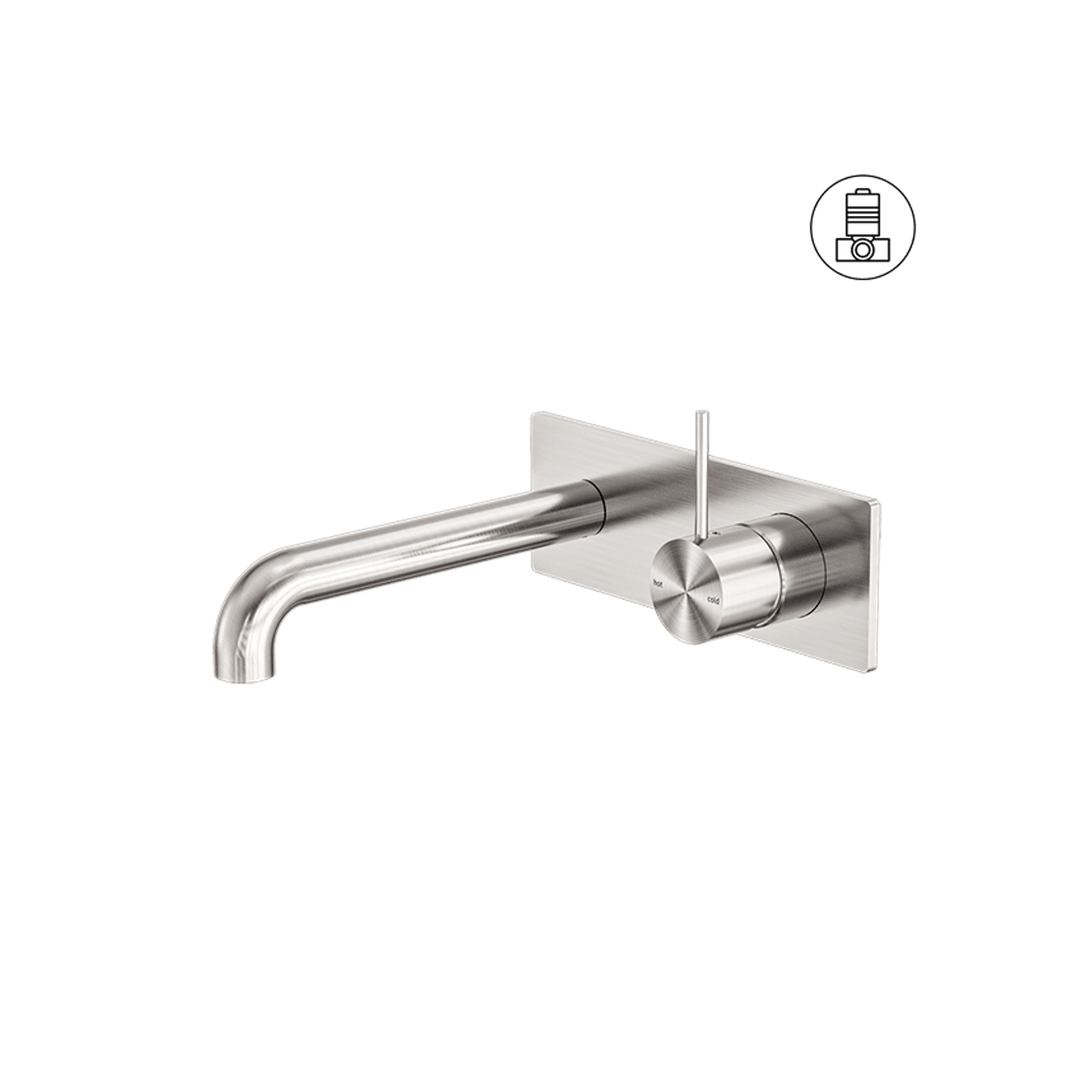 Mecca Wall Basin/Bath Mixer Handle Up 160mm Brushed Nickel