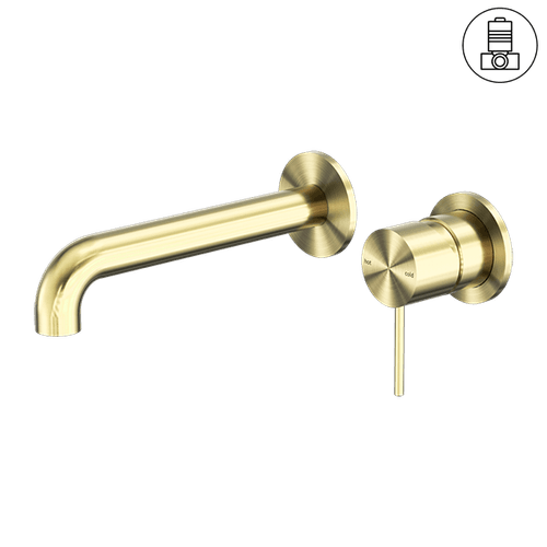 Mecca Wall Basin/Bath Mixer Separate Back Plate 185mm Brushed Gold
