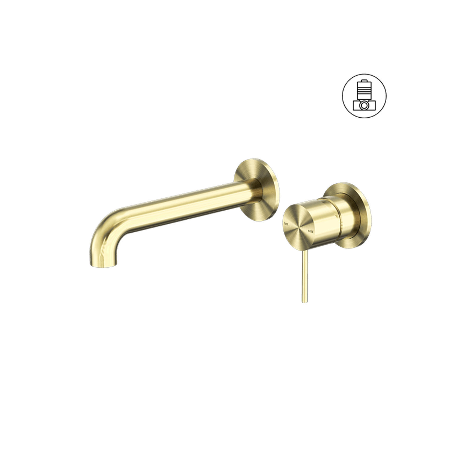 Mecca Wall Basin/Bath Mixer Separate Back Plate 120mm Brushed Gold