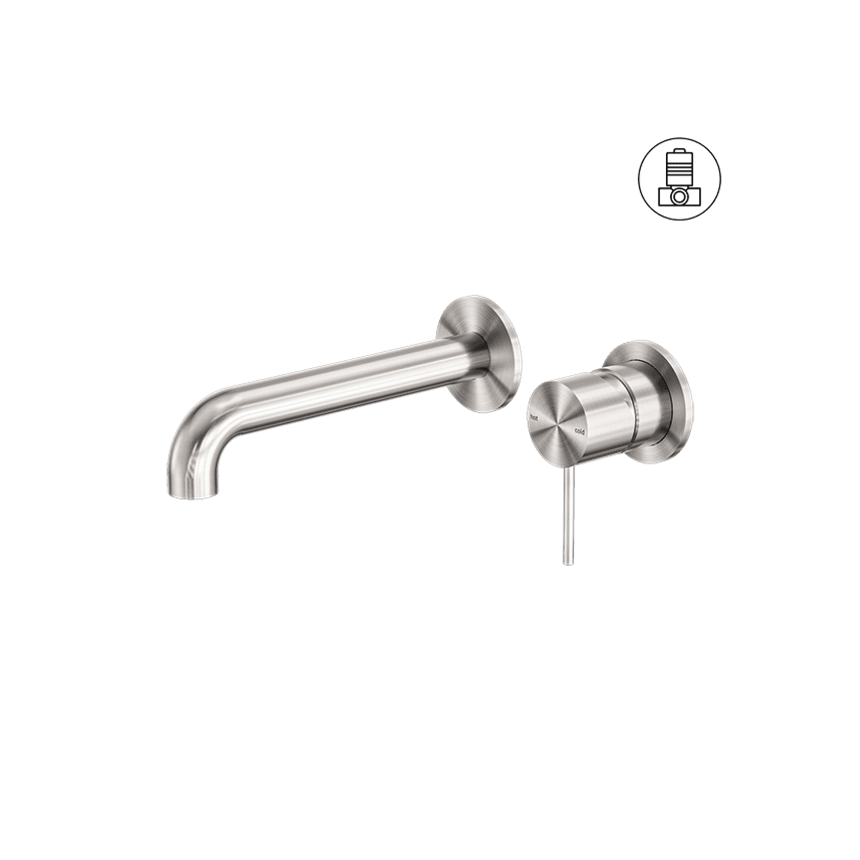 Mecca Wall Basin/Bath Mixer Separate Back Plate 120mm Brushed Nickel