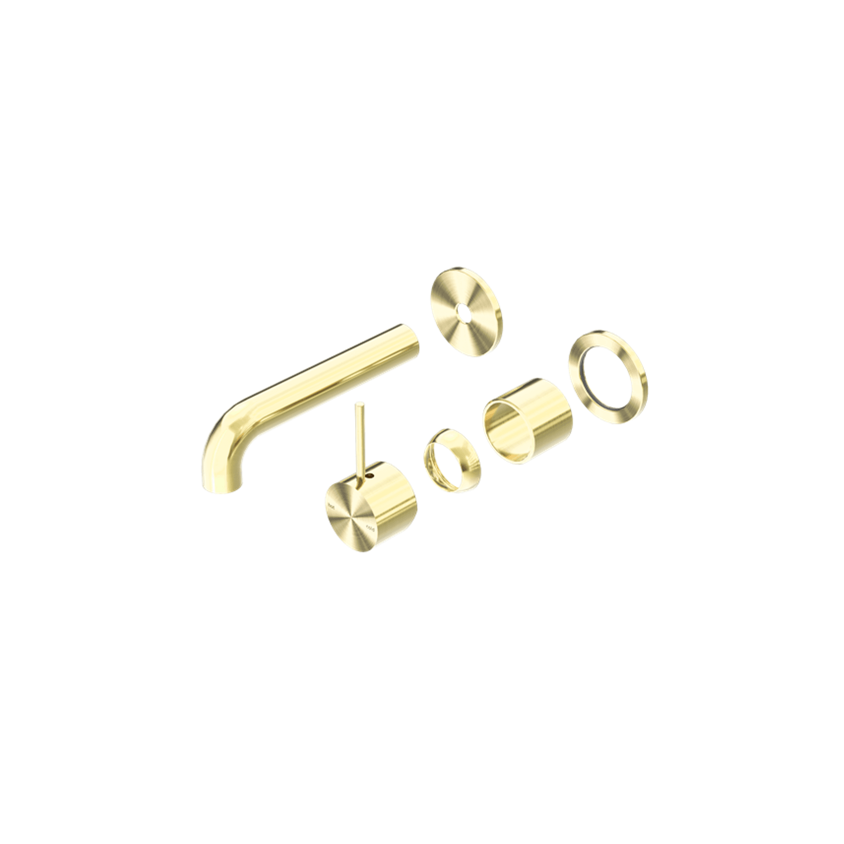 Mecca Wall Basin/Bath Mixer Separate Back Plate Handle Up 185mm Trim Kits Only Brushed Gold