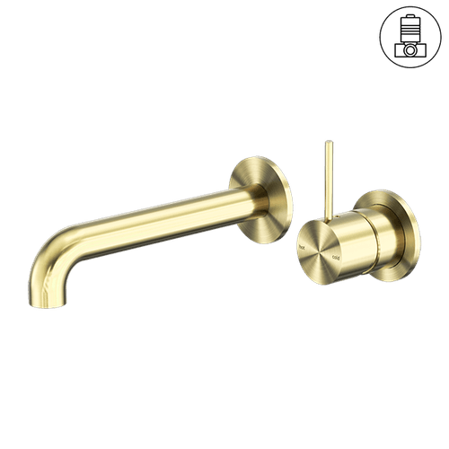 Mecca Wall Basin/Bath Mixer Separate Back Plate Handle Up 160mm Brushed Gold