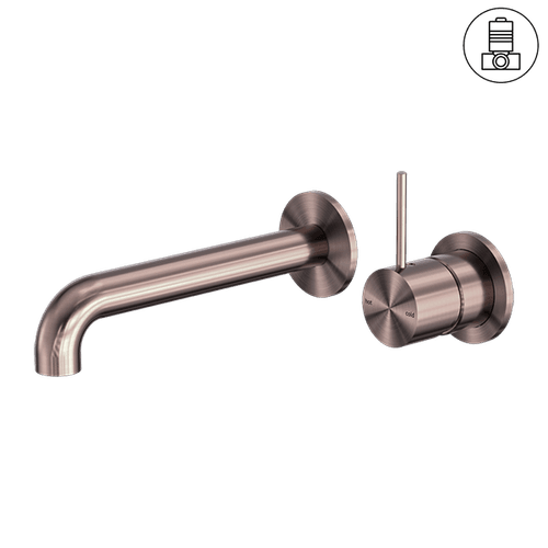 Mecca Wall Basin/Bath Mixer Separate Back Plate Handle Up 230mm Brushed Bronze