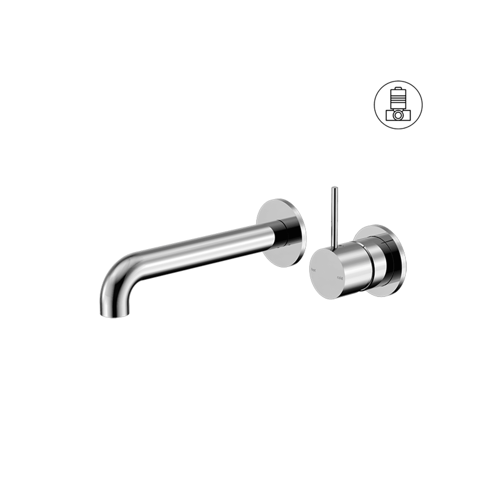 Mecca Wall Basin/Bath Mixer Separate Back Plate Handle Up 160mm Chrome