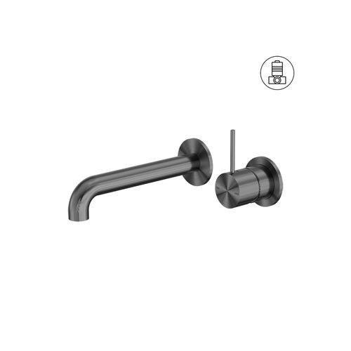 Mecca Wall Basin/Bath Mixer Separate Back Plate Handle Up 120mm Gun Metal