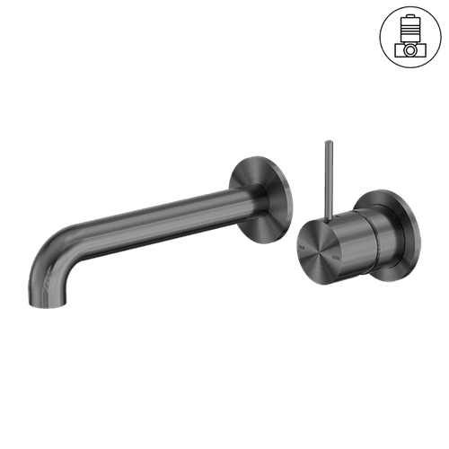 Mecca Wall Basin/Bath Mixer Separate Back Plate Handle Up 120mm Gun Metal