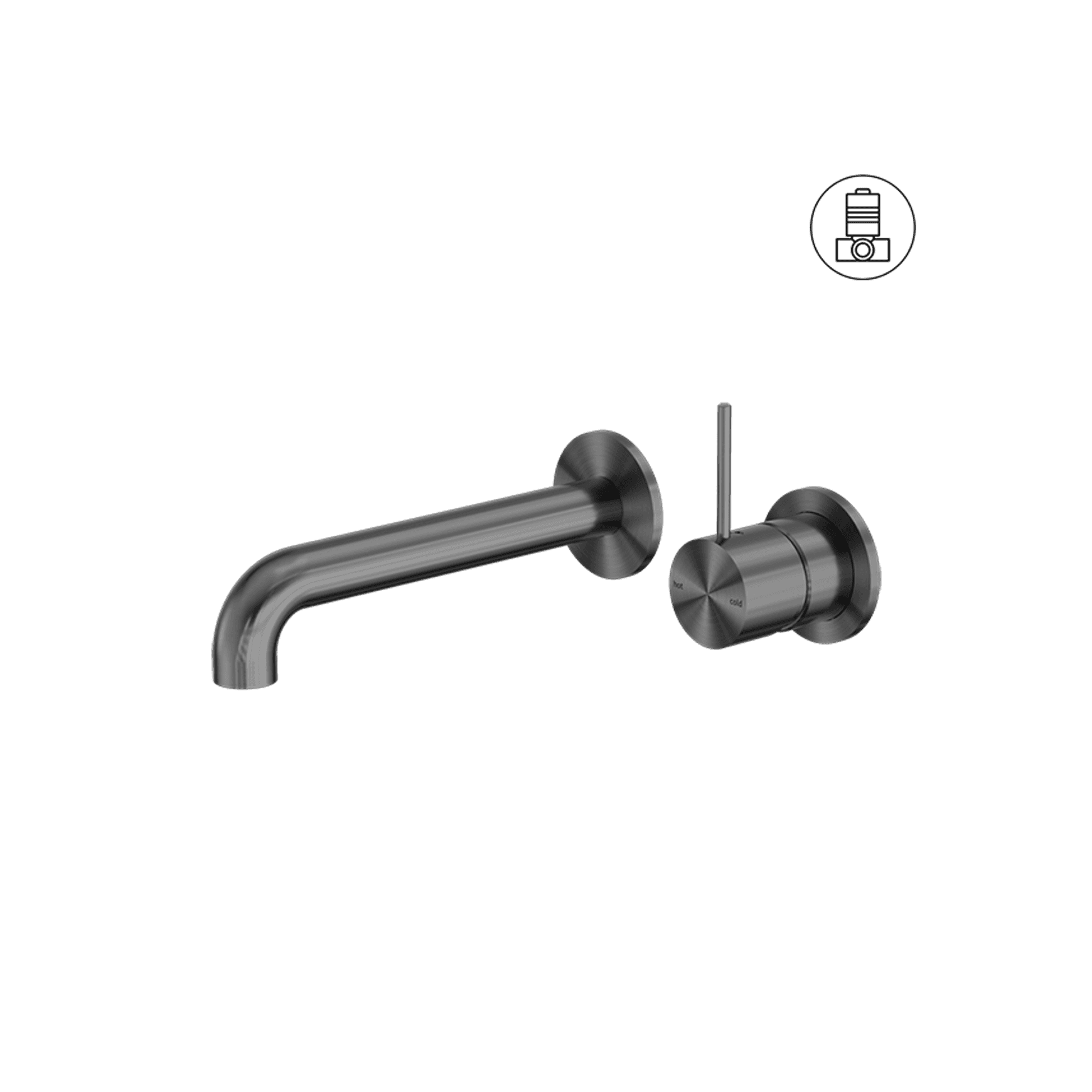 Mecca Wall Basin/Bath Mixer Separate Back Plate Handle Up 160mm Gun Metal