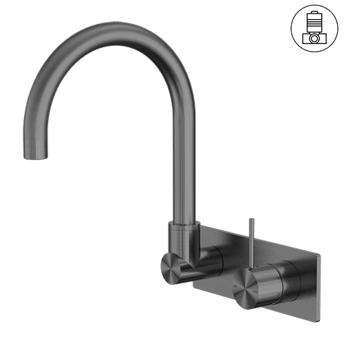 Mecca Wall Basin/Bath Mixer Swivel Spout Handle Up Gun Metal