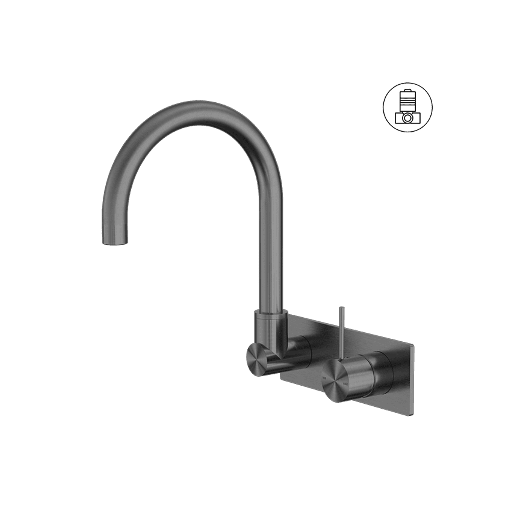 Mecca Wall Basin/Bath Mixer Swivel Spout Handle Up Gun Metal