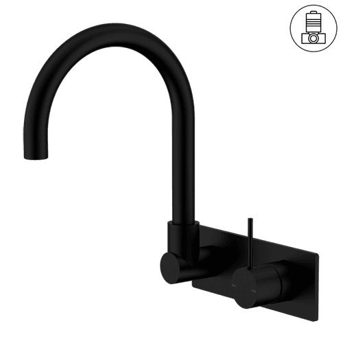 Mecca Wall Basin/Bath Mixer Swivel Spout Handle Up Matte Black