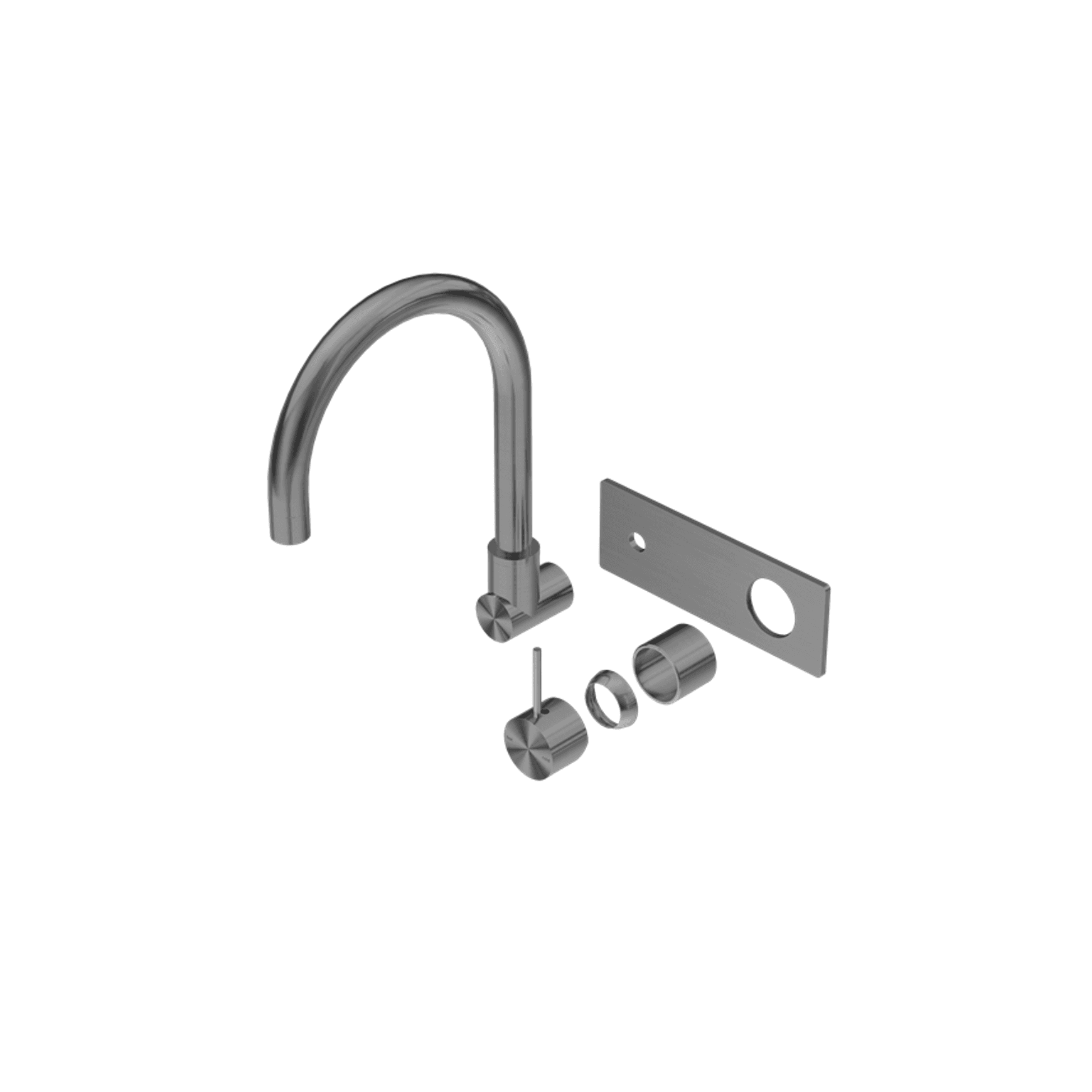 Mecca Wall Basin/Bath Mixer Swivel Spout Handle Up Trim Kits Only Gun Metal