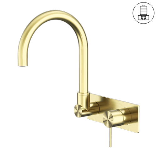 Mecca Wall Basin/Bath Mixer Swivel Spout Brushed Gold