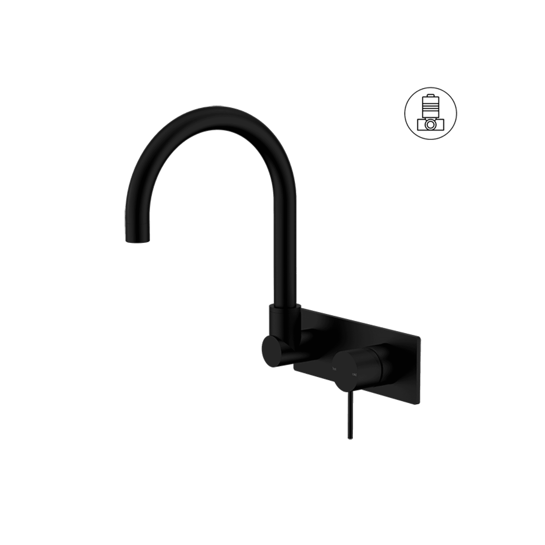 Mecca Wall Basin/Bath Mixer Swivel Spout Matte Black