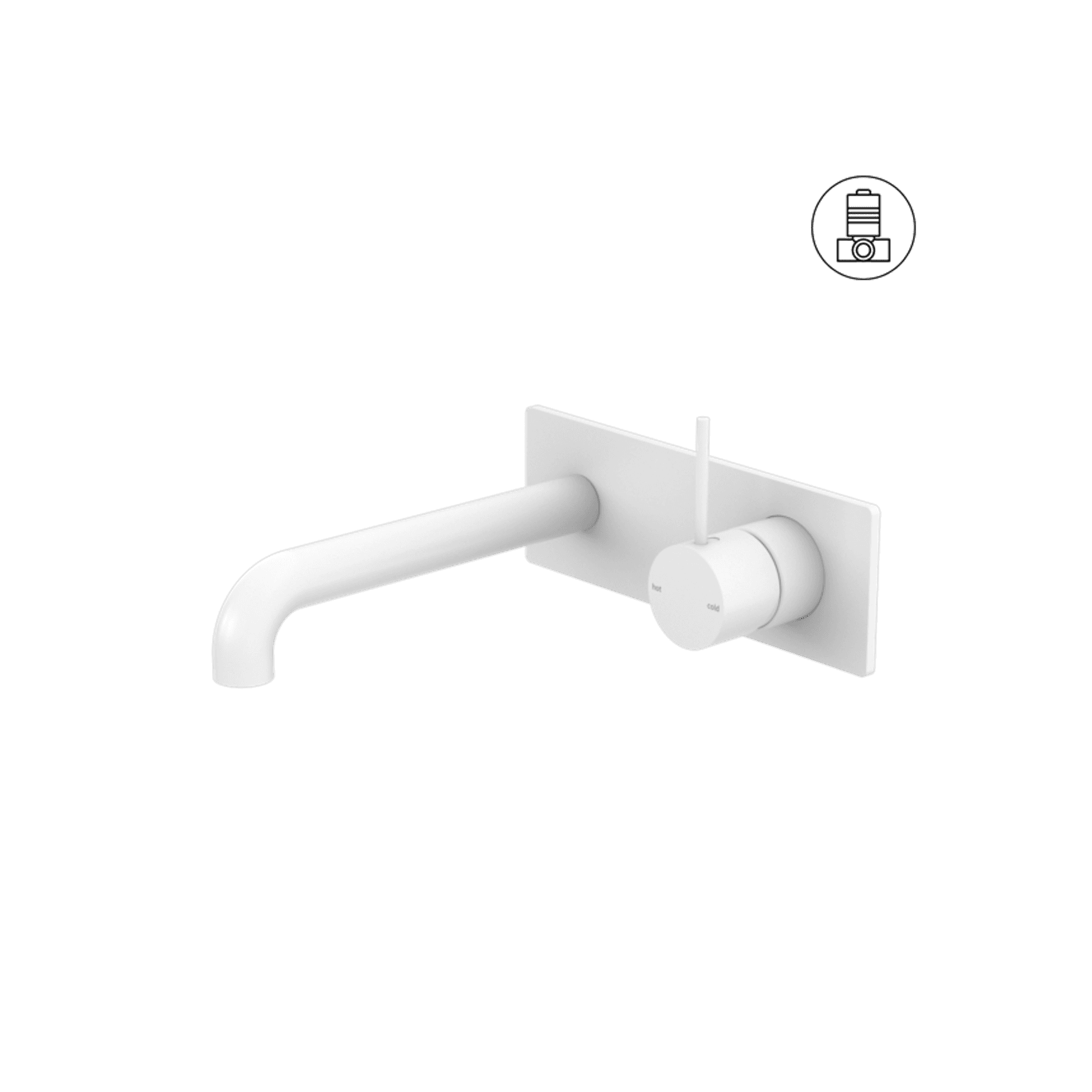 Mecca Wall Basin/Bath Mixer Handle Up 260mm Matte White