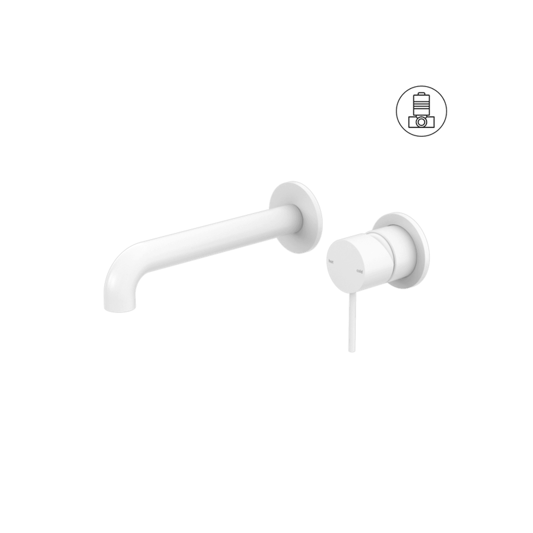 Mecca Wall Basin/Bath Mixer Separate Back Plate 120mm Matte White