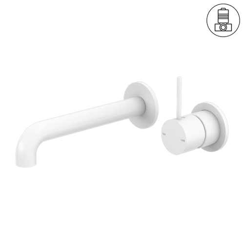Mecca Wall Basin/Bath Mixer Separate Back Plate Handle Up 160mm Matte White