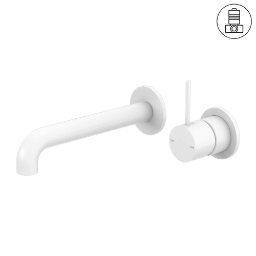 Mecca Wall Basin/Bath Mixer Separate Back Plate Handle Up 230mm Matte White