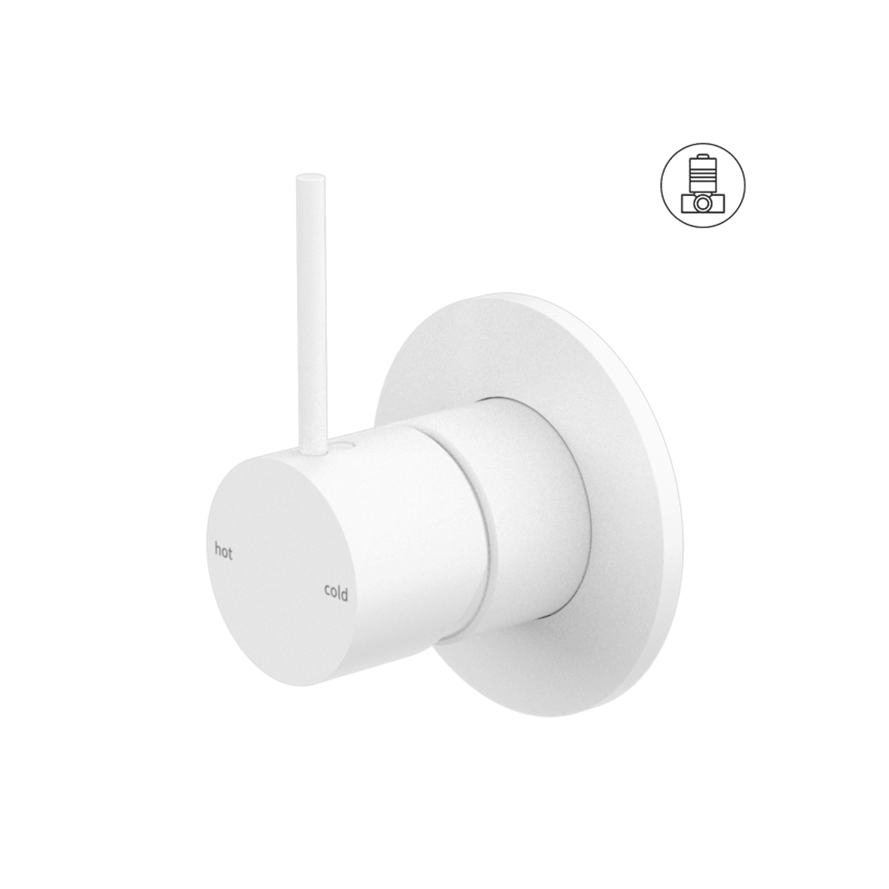 Mecca Shower Mixer Handle Up 80mm Plate Matte White