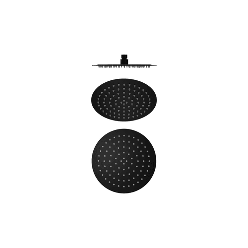 250mm Round Stainless Steel Shower Head 4 Star Rating Matte Black