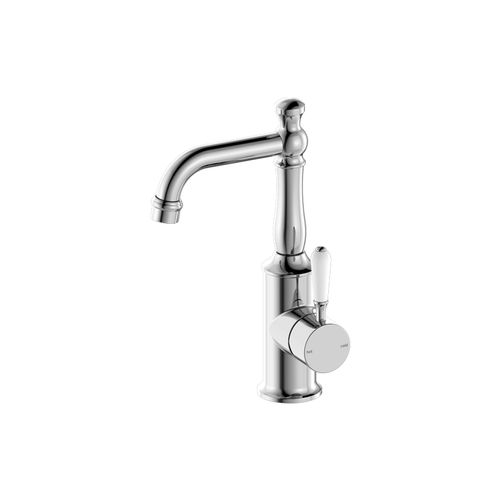 York Basin Mixer With White Porcelain Lever Chrome