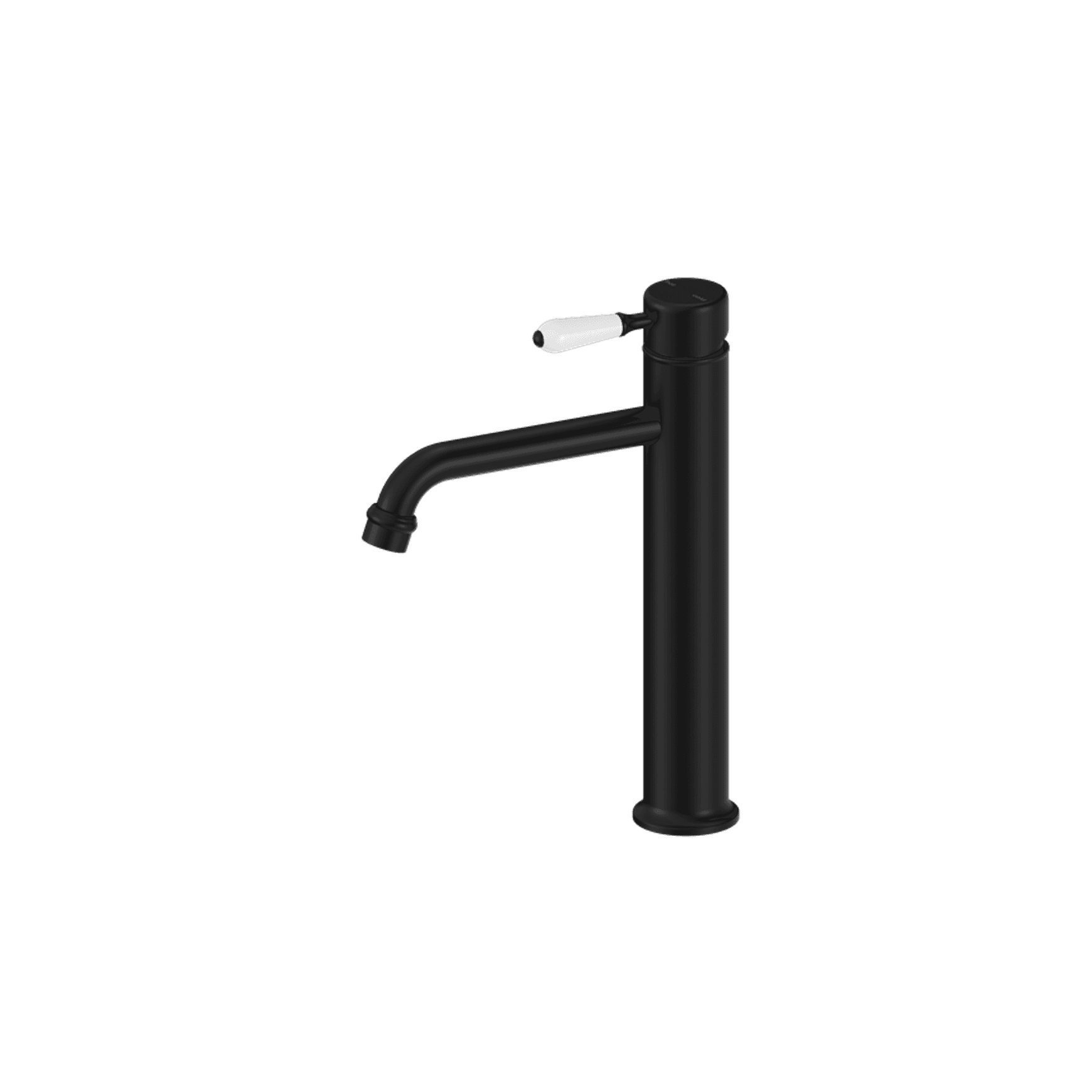 York Straight Tall Basin Mixer With White Porcelain Lever Matte Black