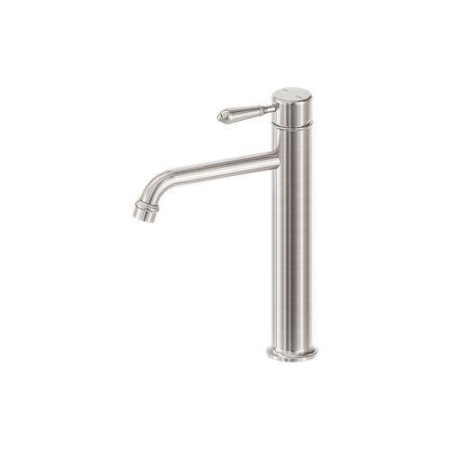 York Straight Tall Basin Mixer With Metal Lever Brushed Nickel