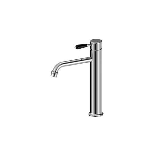 York Straight Tall Basin Mixer With Black Porcelain Lever Chrome