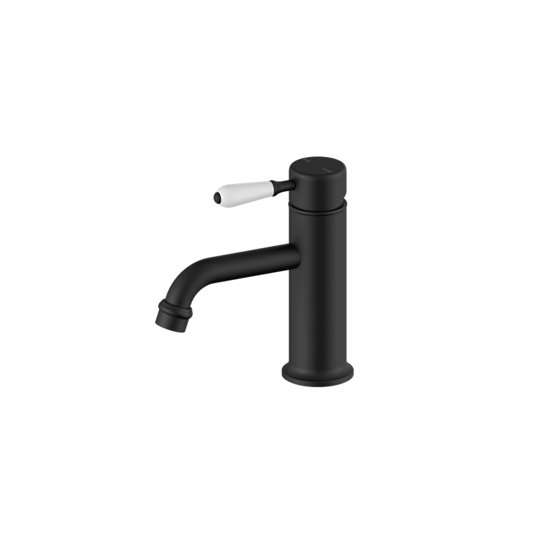 York Straight Basin Mixer With White Porcelain Lever Matte Black