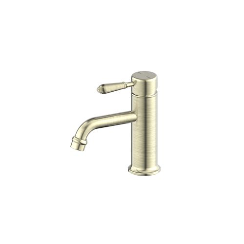 York Straight Basin Mixer With Metal Lever Aged Brass