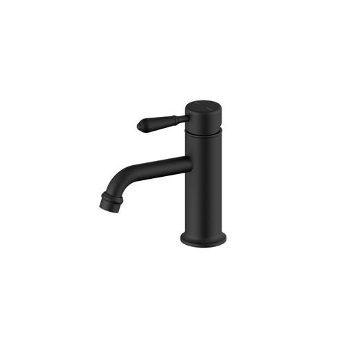 York Straight Basin Mixer With Metal Lever Matte Black