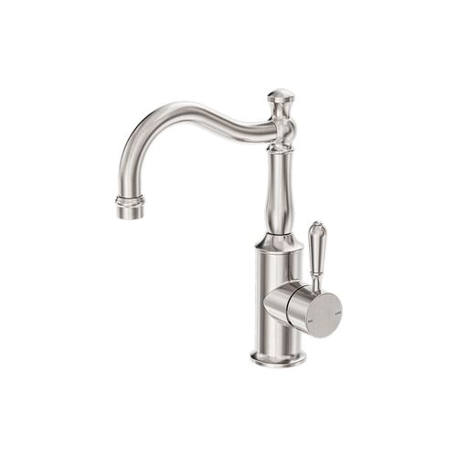 York Basin Mixer Hook Spout With Metal Lever Brushed Nickel