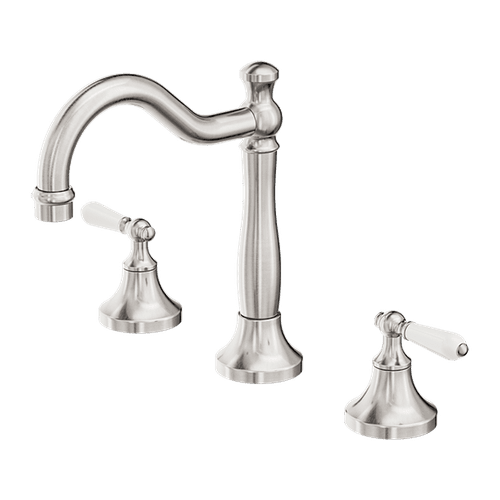 York Basin Set With White Porcelain Lever Brushed Nickel