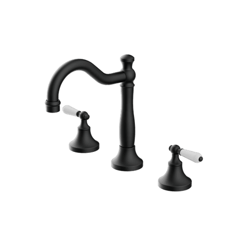 York Basin Set With White Porcelain Lever Matte Black