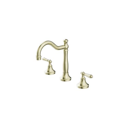 York Basin Set With Metal Lever Aged Brass