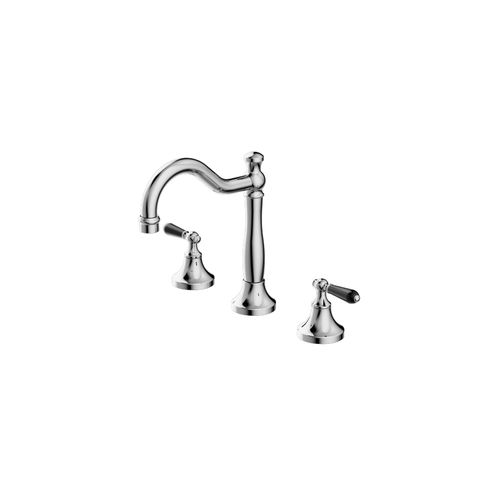 York Basin Set With Black Porcelain Lever Chrome