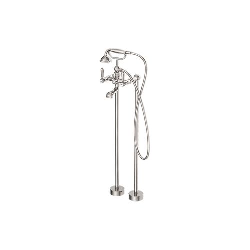York Freestanding Bath Set With Metal Hand Shower Brushed Nickel