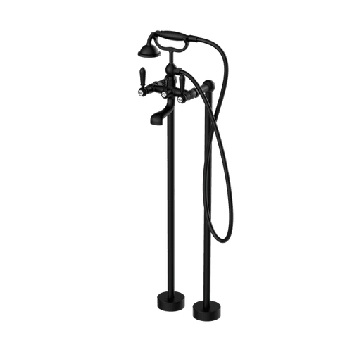 York Freestanding Bath Set With Metal Hand Shower Matte Black