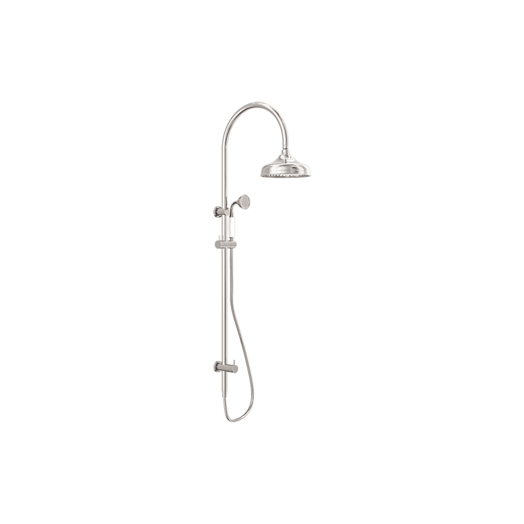 York Twin Shower With White Porcelain Hand Shower Brushed Nickel