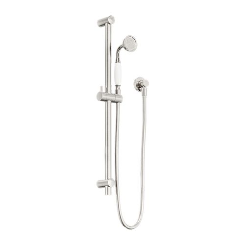 York Shower Rail With White Porcelain Hand Shower Brushed Nickel