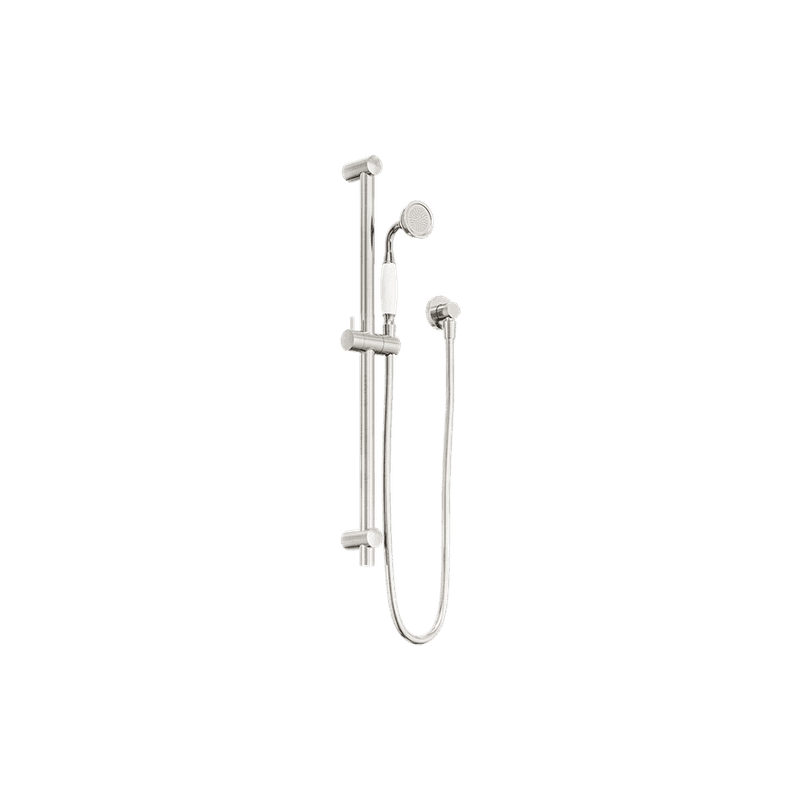York Shower Rail With White Porcelain Hand Shower Brushed Nickel