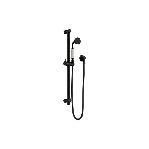 York Shower Rail With White Porcelain Hand Shower Matte Black